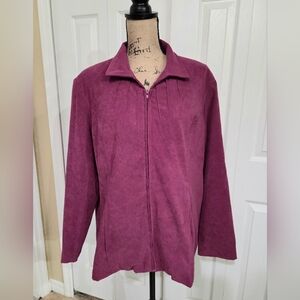 Bon Worth Magenta Suede-Look Zip Front Jacket